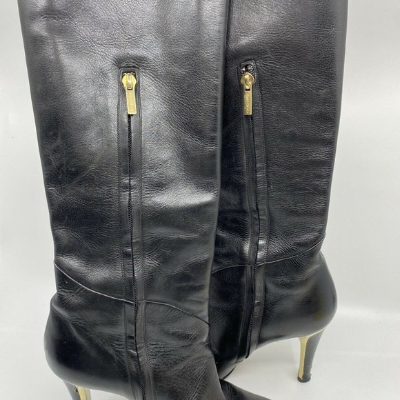 JIMMY CHOO Black Leather Knee high boots 7.5 - Picture 5 of 12